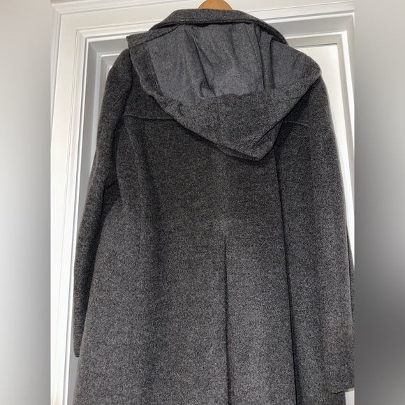 MNG SUIT, WOOL, 3/4 LENGTH, MEN’S GRAY DESIGNER HOODED PEA COAT          Size: M - Picture 5 of 15